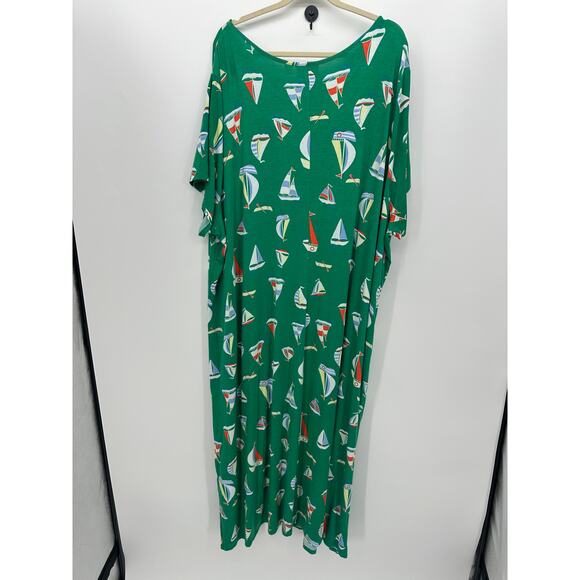 Quacker Factory Sail Away Short Sleeve Dress with Pockets Women 5XL Nautical - Picture 2 of 8